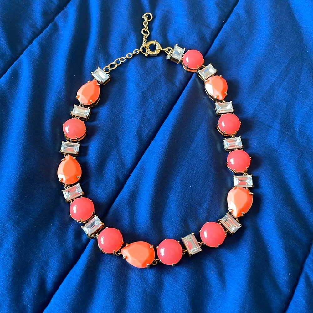 J. Crew Orange Crystal Collar Necklace